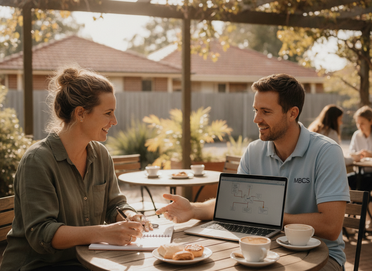 Technician discussing IT options with a business owner